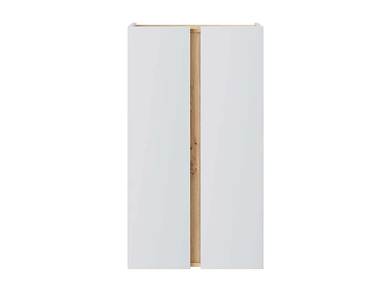 Armoire meuble à chaussures chaussures 2 portes et 6 étagères coloris Blanc/chêne - Longueur 56,5 x Hauteur 102 x Profondeur 35 cm