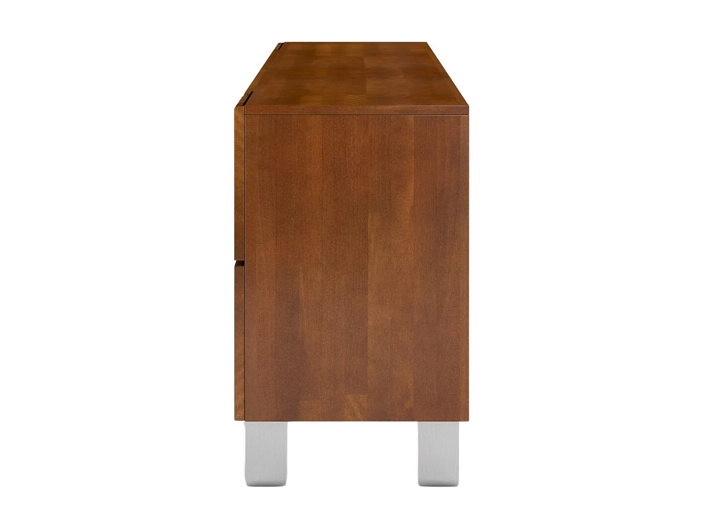 Massivholzkommode Kielce mit metallfüßen, buche - lackiert, nussbaumfarbe, schwarz glas