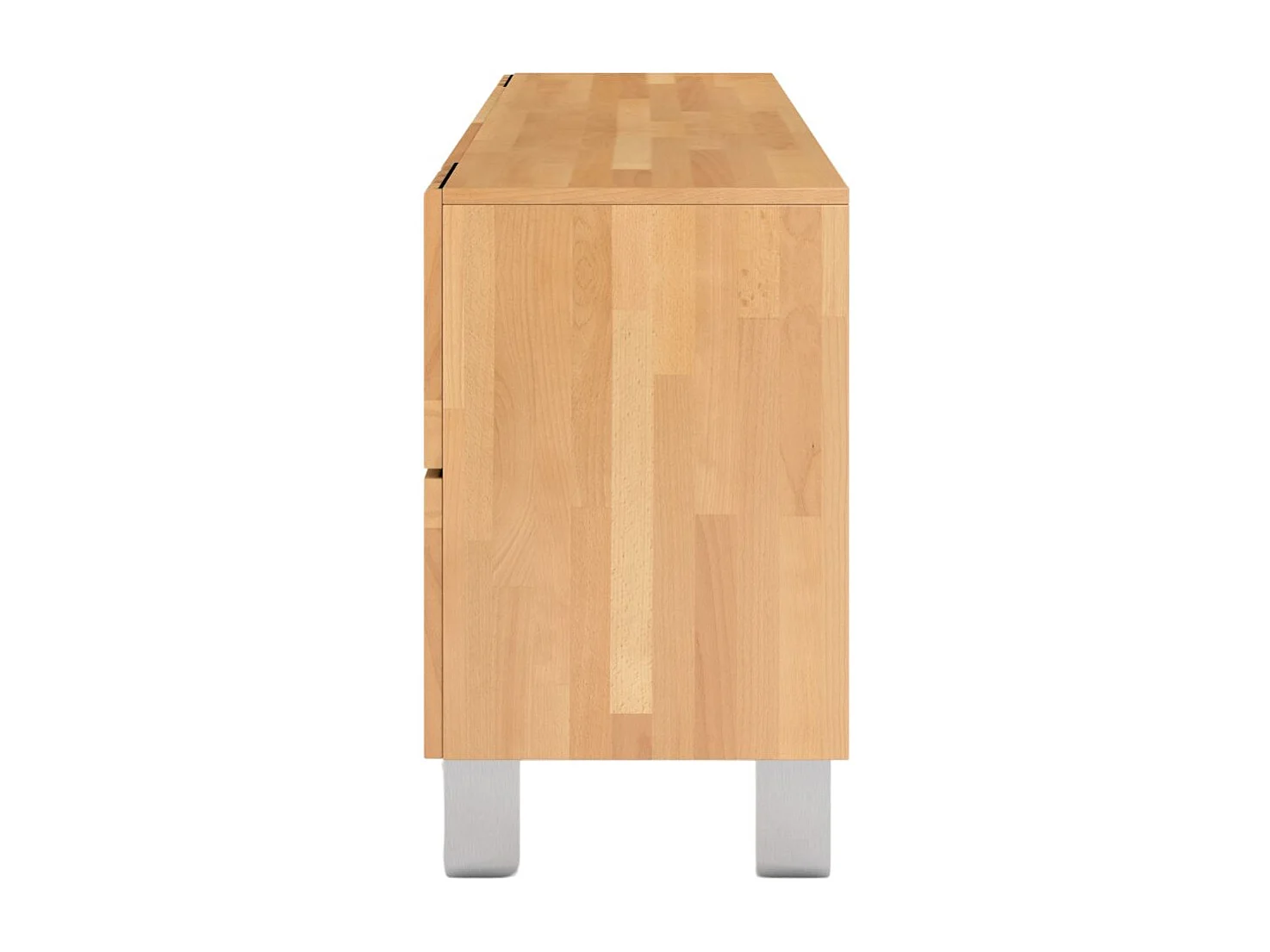 Massivholzkommode Kielce mit metallfüßen, buche - lackiert, naturfarben, schwarz glas