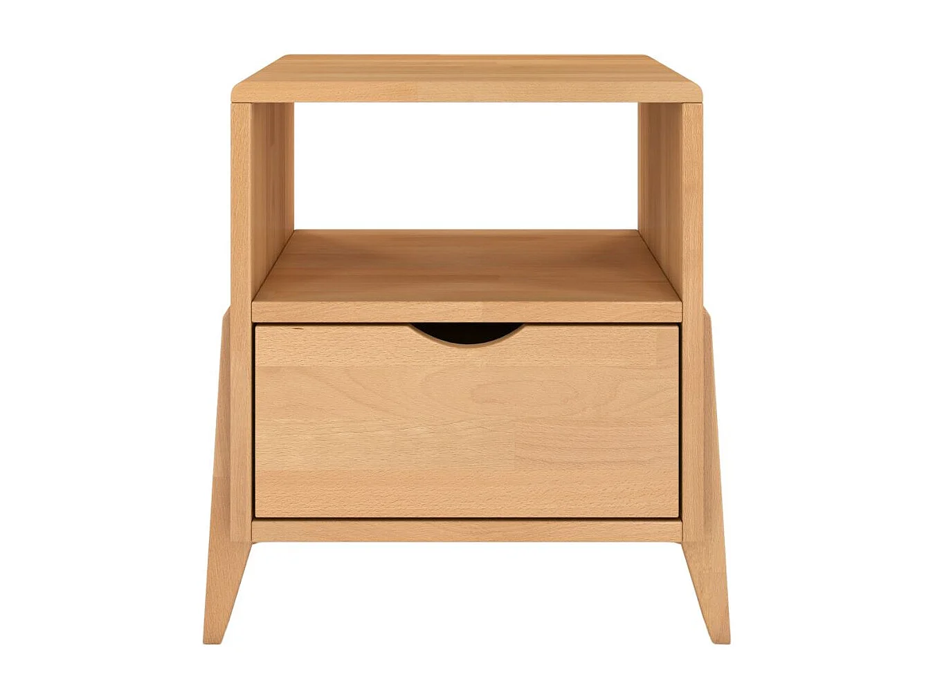 Massivholznachttisch Gdynia mit schublade und regalböde, buche - lackiert, naturfarben