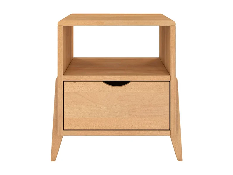Massivholznachttisch Gdynia mit schublade und regalböde, buche - lackiert, naturfarben