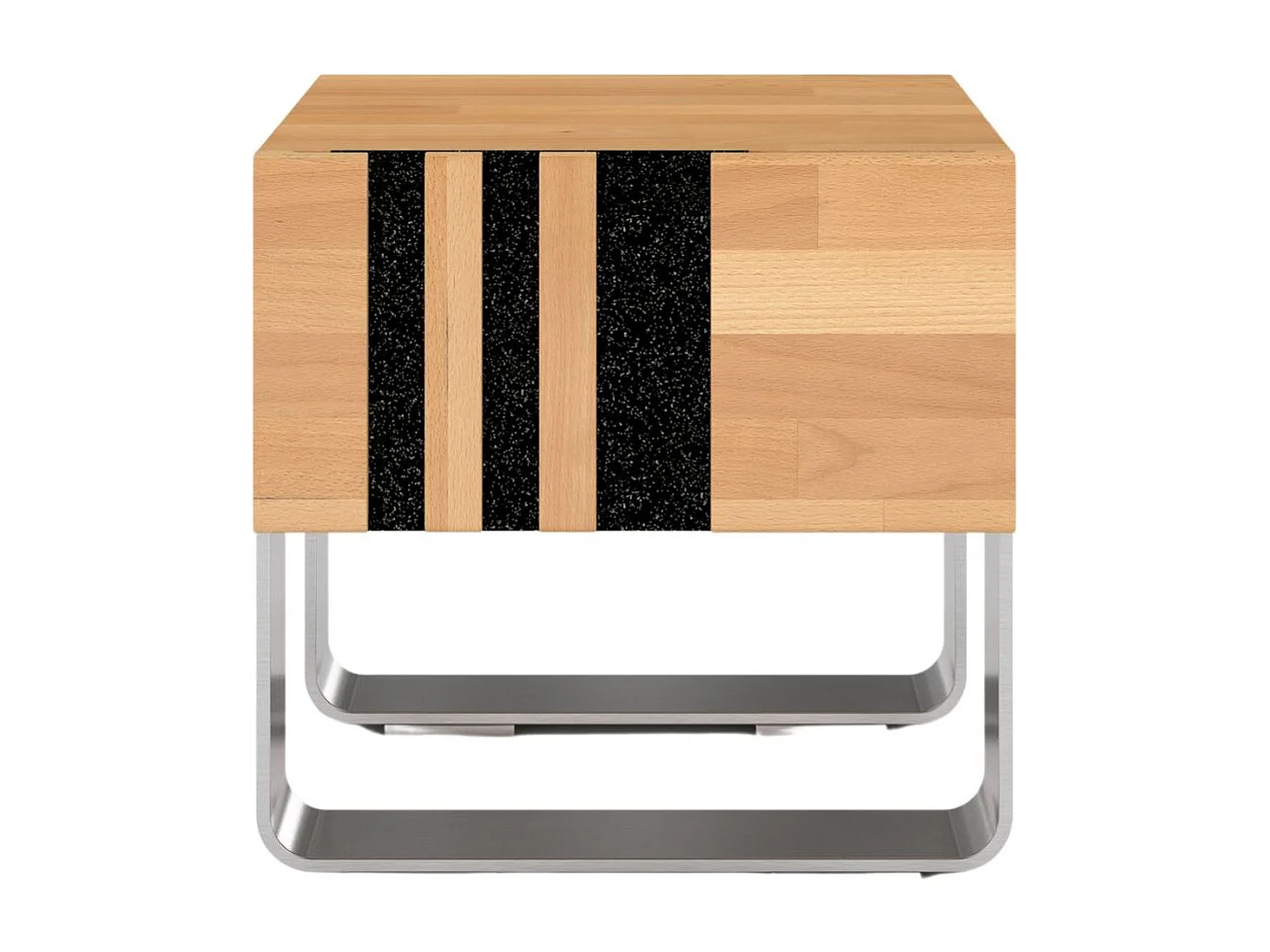 Massivholznachttisch Kielce mit metallfüßen, buche - lackiert, naturfarben, schwarz glas