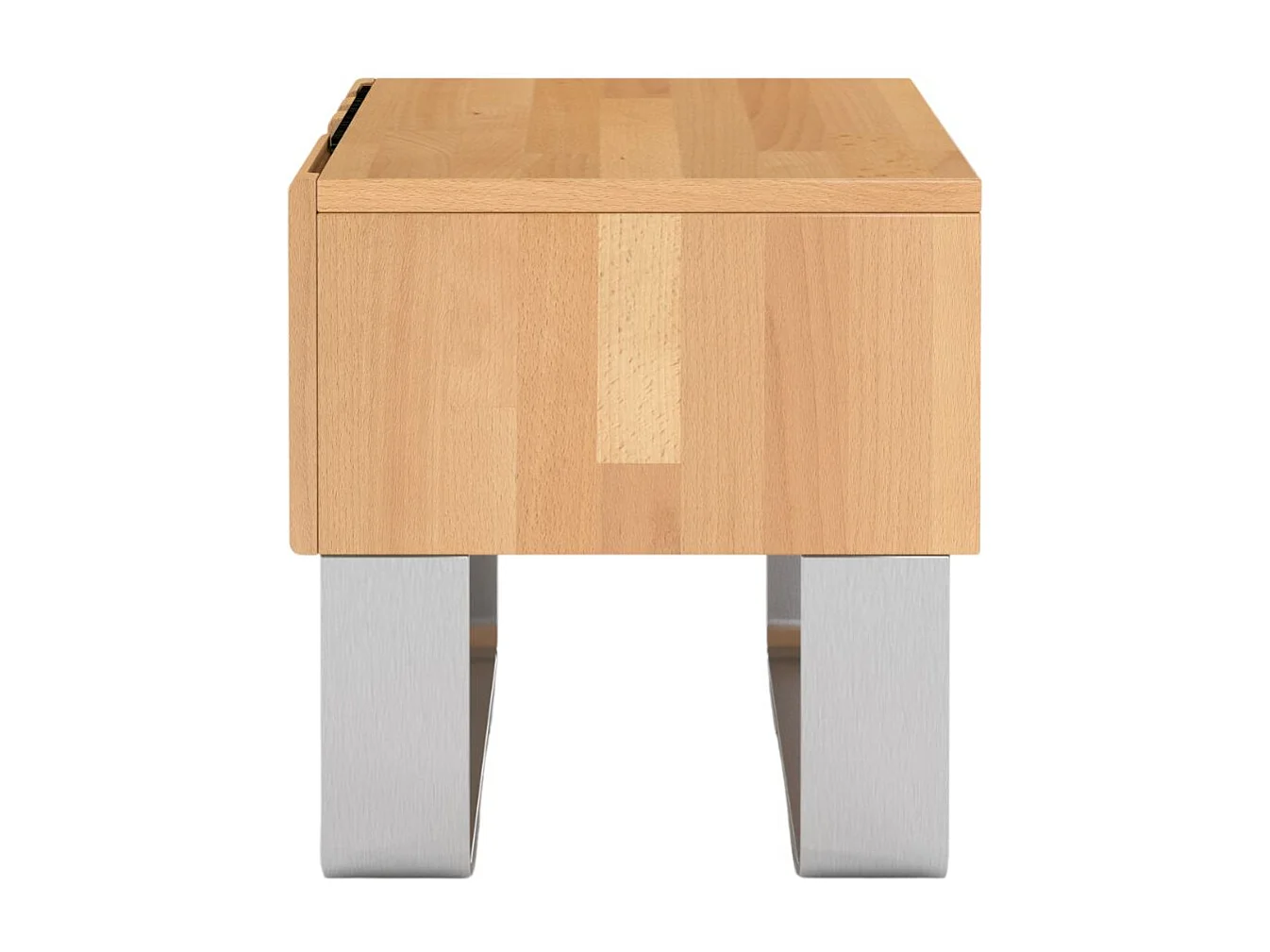 Massivholznachttisch Kielce mit metallfüßen, buche - lackiert, naturfarben, schwarz glas