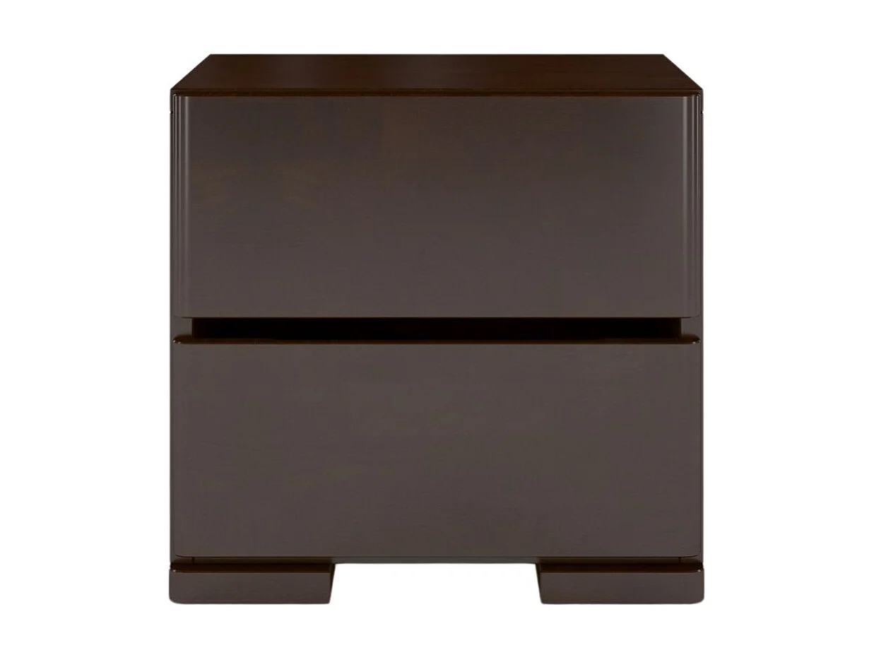 Massivholznachttisch Sandema mit zwei schubladen, buche - lackiert, palisanderfarbe