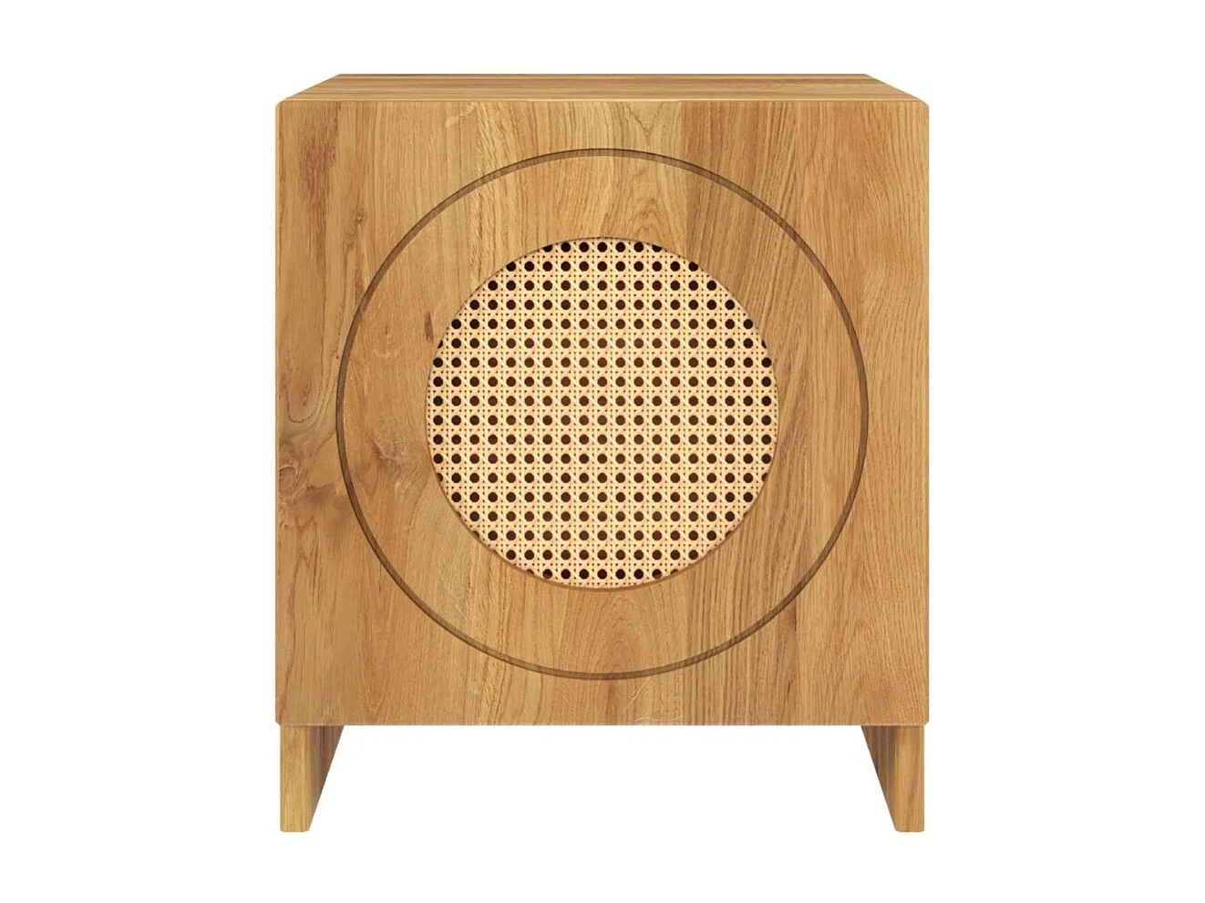 Massivholznachttisch Harmark mit rattan-detail, eiche - lackiert, naturfarben