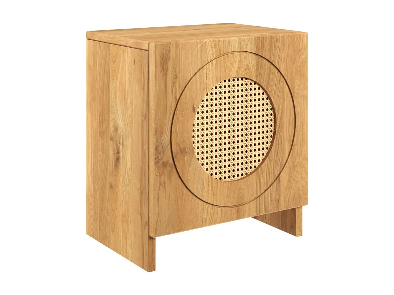 Massivholznachttisch Harmark mit rattan-detail, eiche - lackiert, naturfarben