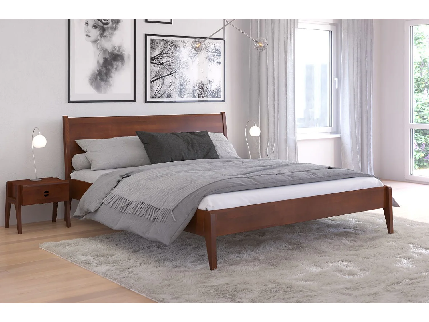 Massivholznachttisch Radom mit schublade, buche - lackiert, nussbaumfarbe