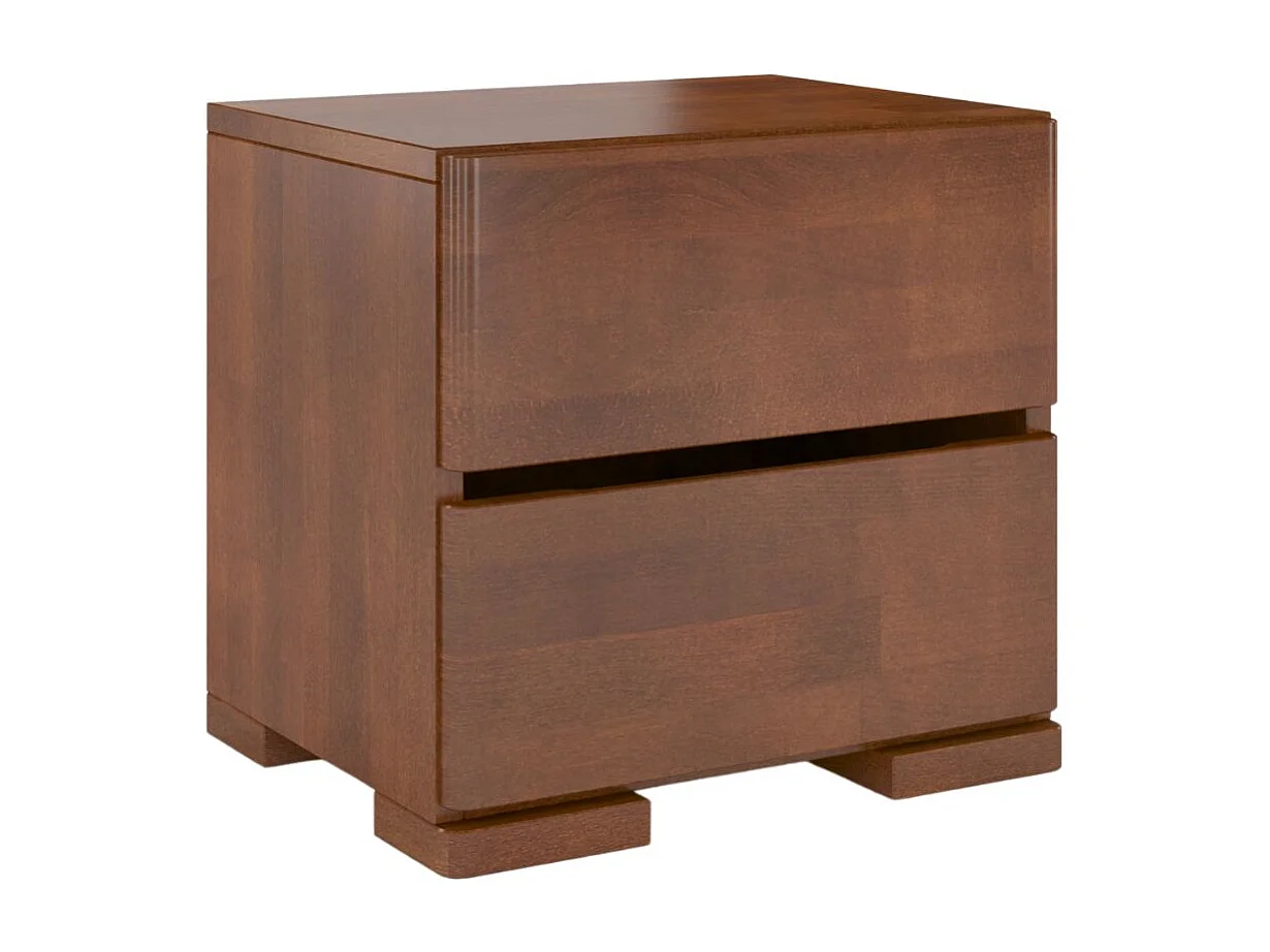 Massivholznachttisch Sandema mit zwei schubladen, buche - lackiert, nussbaumfarbe