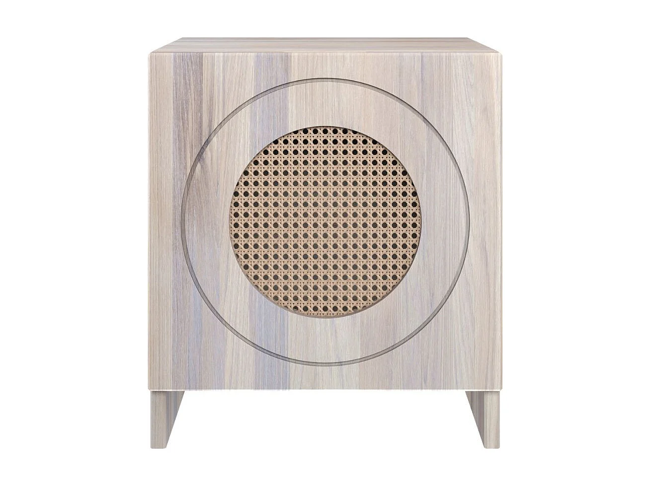 Massivholznachttisch Harmark mit rattan-detail, eiche gebleicht - geölt