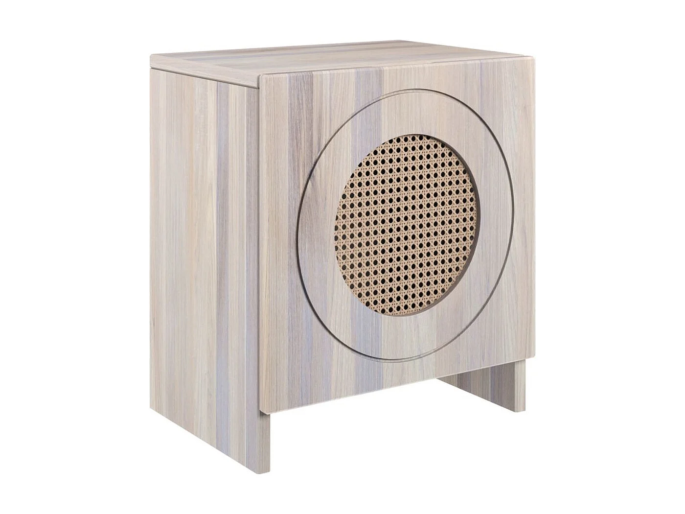 Massivholznachttisch Harmark mit rattan-detail, eiche gebleicht - geölt