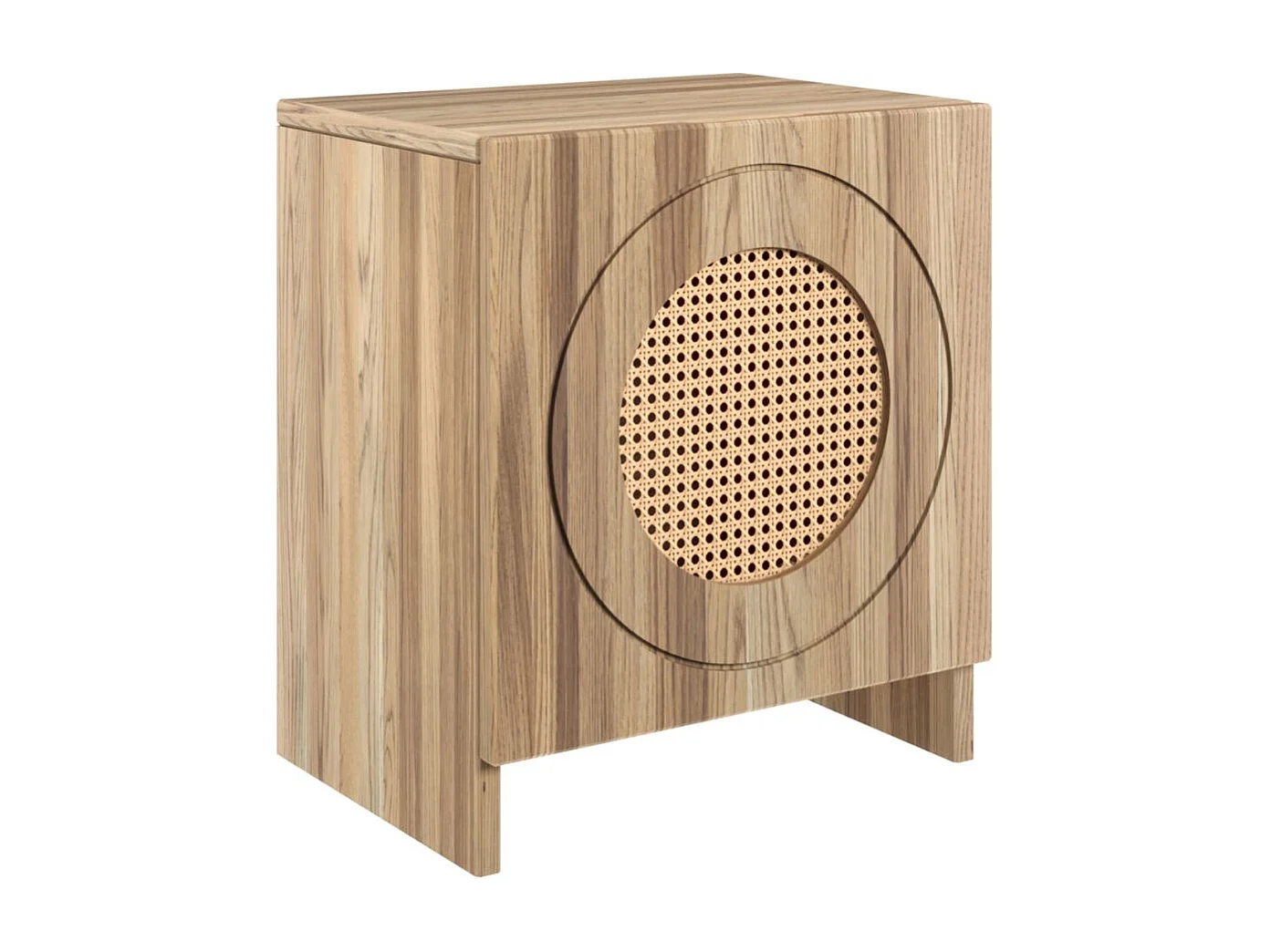 Massivholznachttisch Harmark mit rattan-detail, eiche antik - geölt