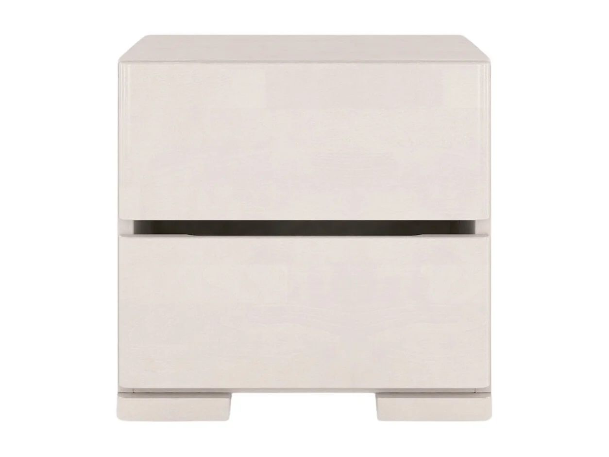 Massivholznachttisch Sandema mit zwei schubladen, buche - lackiert, weiß