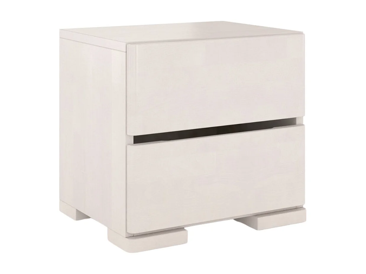 Massivholznachttisch Sandema mit zwei schubladen, buche - lackiert, weiß
