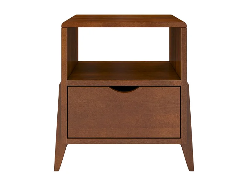 Massivholznachttisch Gdynia mit schublade und regalböde, buche - lackiert, nussbaumfarbe