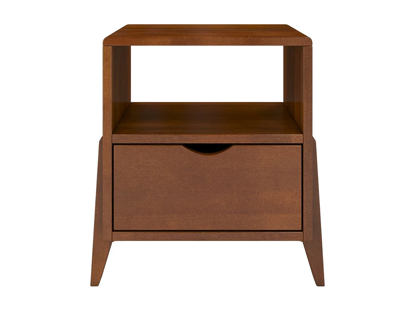 Massivholznachttisch Gdynia mit schublade und regalböde, buche - lackiert, nussbaumfarbe