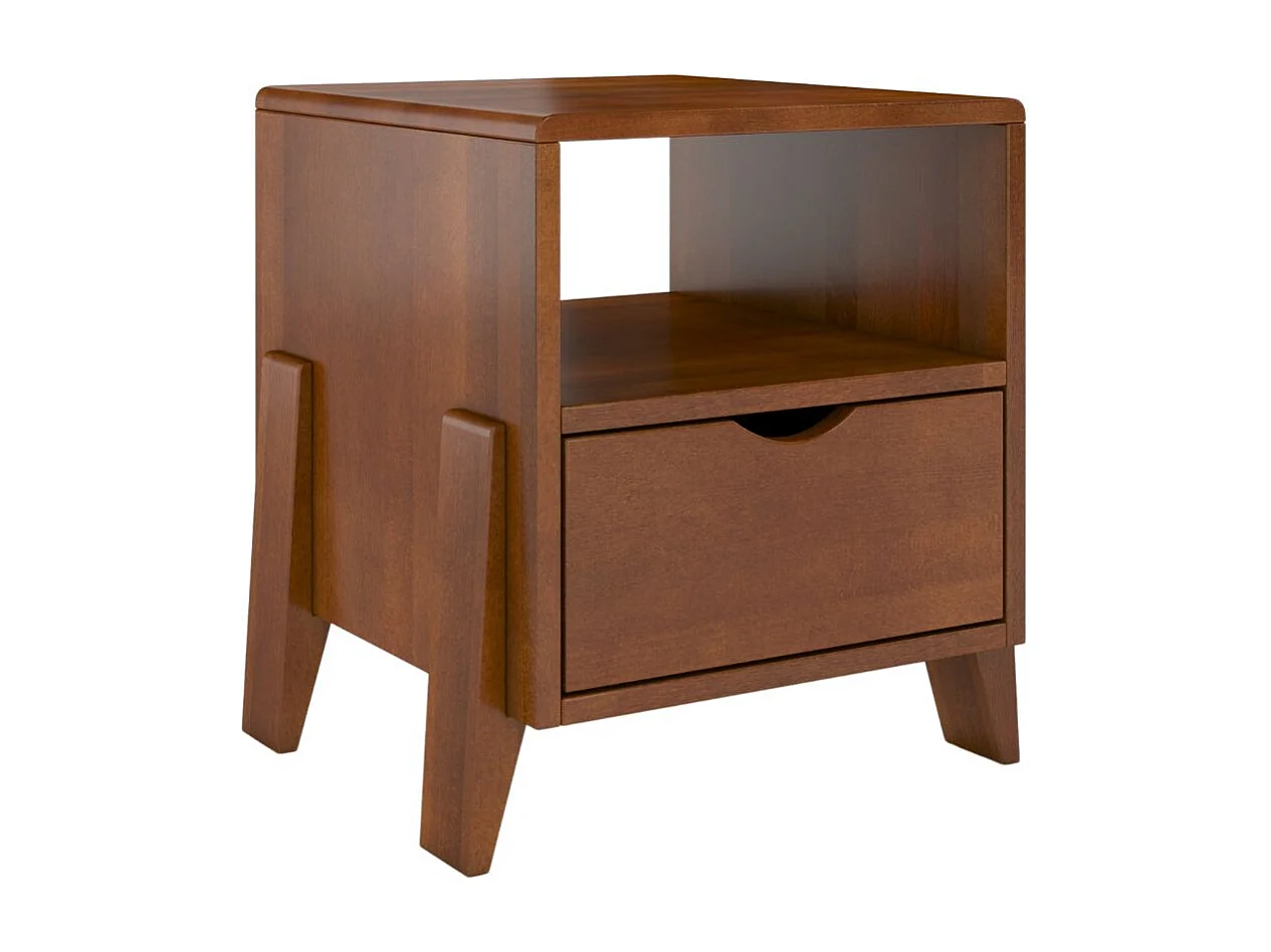 Massivholznachttisch Gdynia mit schublade und regalböde, buche - lackiert, nussbaumfarbe