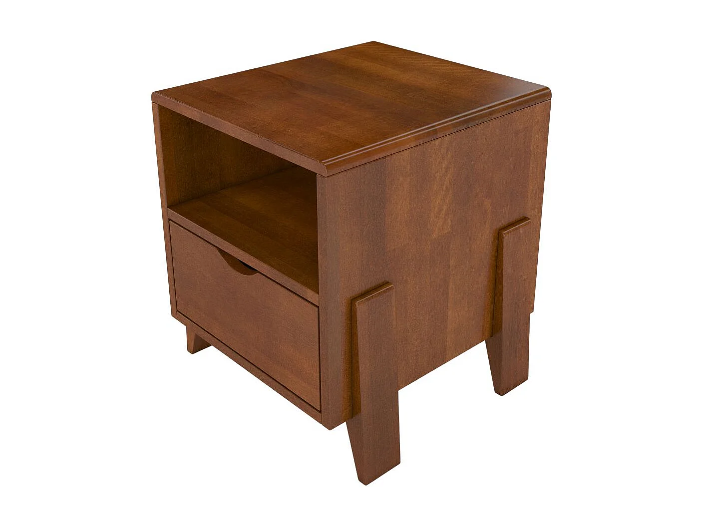 Massivholznachttisch Gdynia mit schublade und regalböde, buche - lackiert, nussbaumfarbe