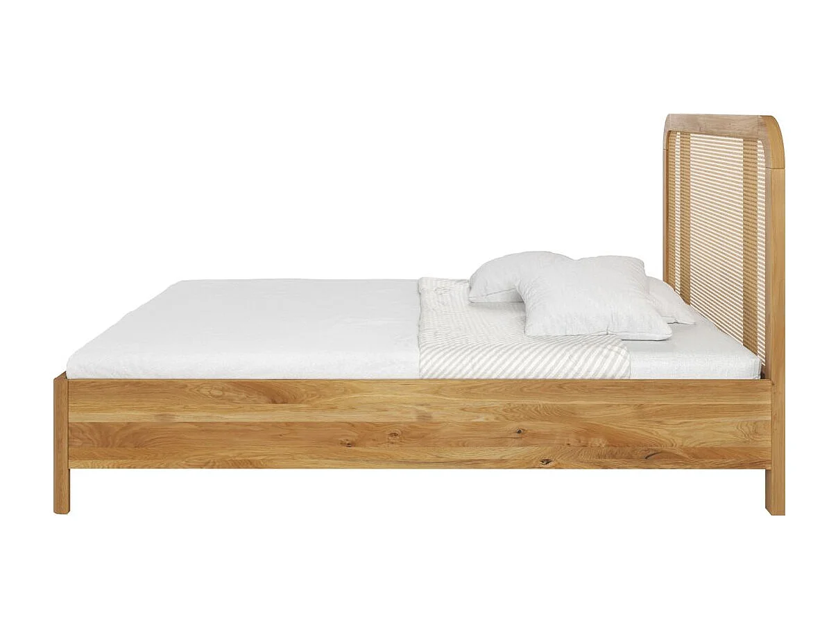 Massivholzbett Harmark, rattan - kopfteil, eiche - lackiert, naturfarben, 140x200