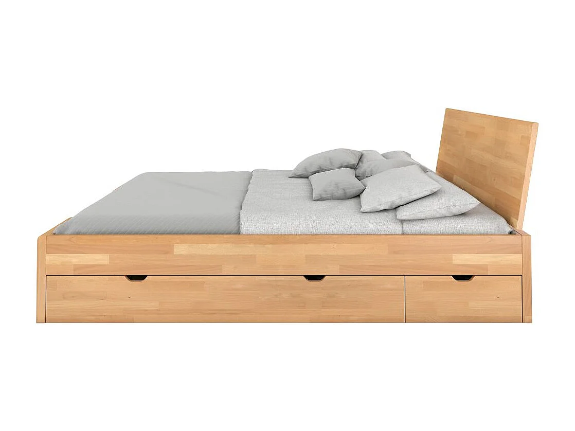 Massivholzbett Hessler mit schubladen, buche - lackiert, naturfarben, 140x200