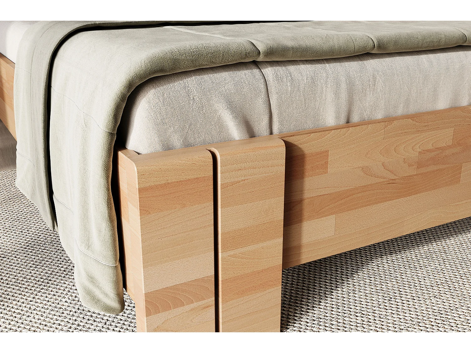 Massivholzbett Arhus, buche - lackiert, naturfarben, 180x200