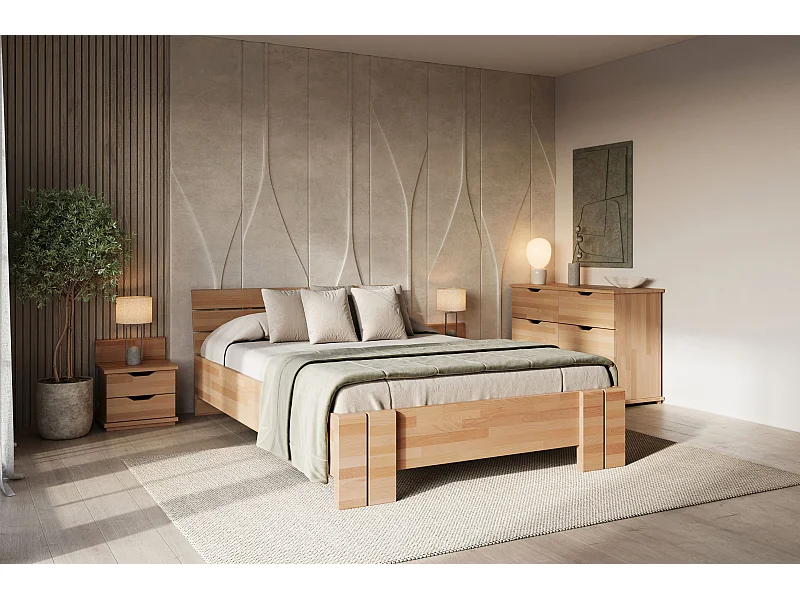 Massivholzbett Arhus, buche - lackiert, naturfarben, 180x200