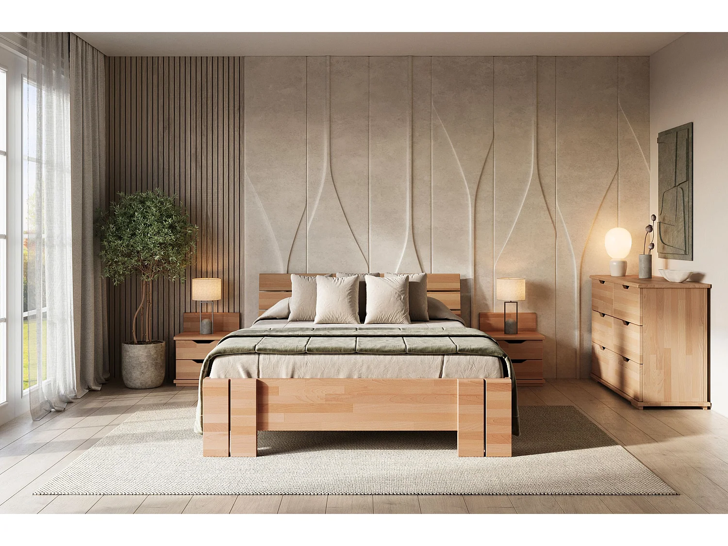 Massivholzbett Arhus, buche - lackiert, naturfarben, 140x200