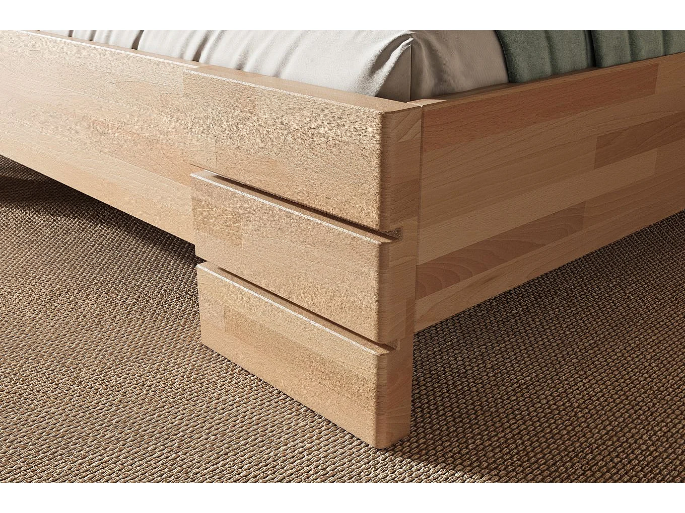 Massivholzbett Sandema, buche - lackiert, naturfarben, 140x200