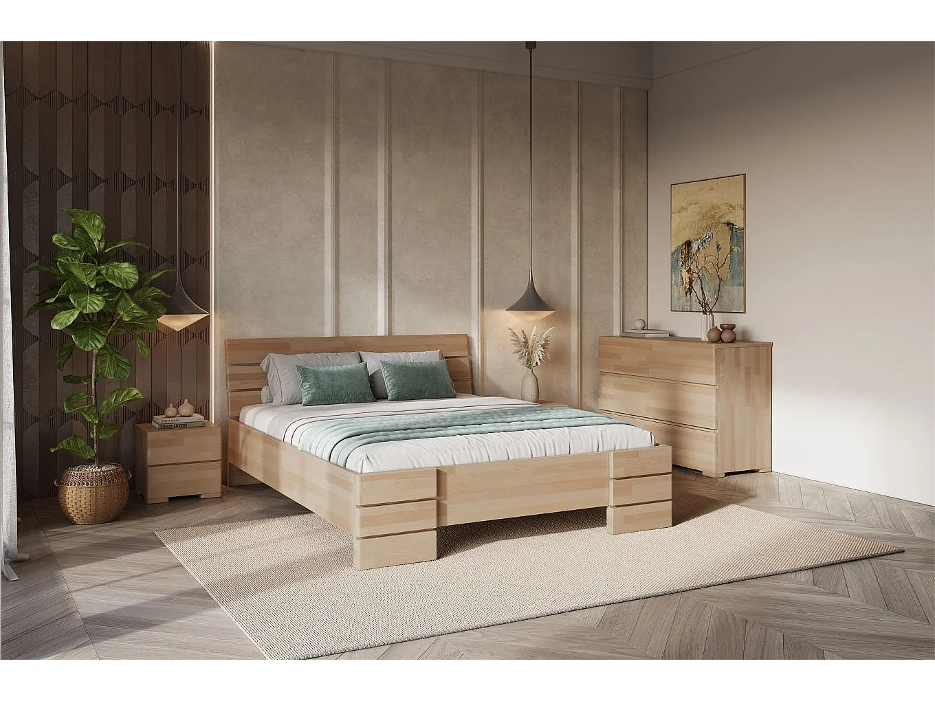 Massivholzbett Sandema, buche - lackiert, naturfarben, 180x200