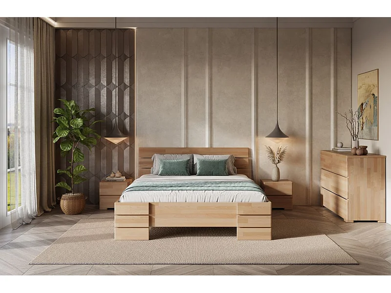 Massivholzbett Sandema, buche - lackiert, naturfarben, 180x200