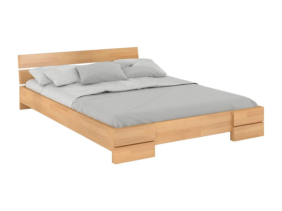 Massivholzbett Sandema low, buche - lackiert, naturfarben, 180x200