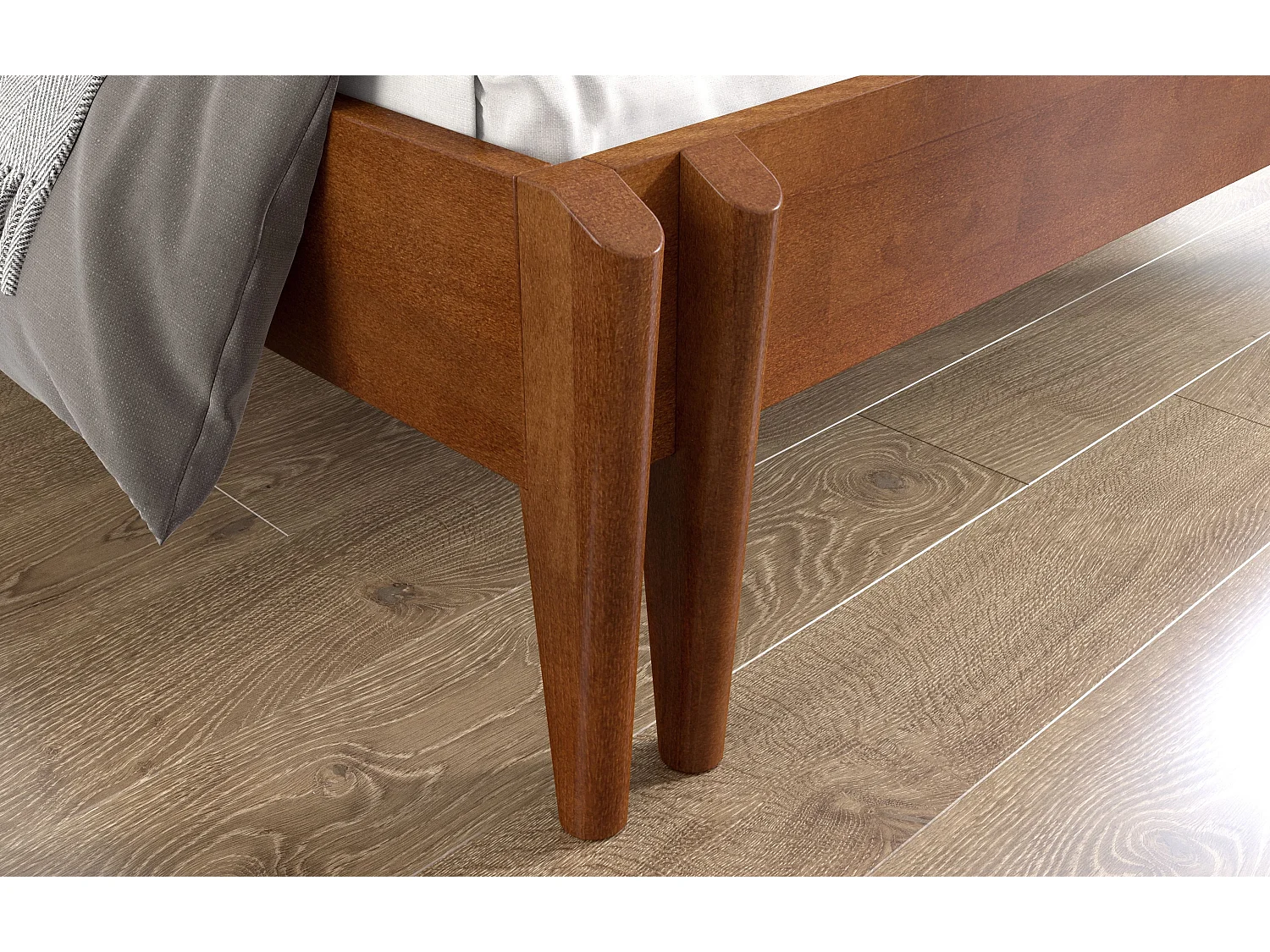 Massivholzbett Poznan in nussbaumfarbe, buche-lackiert, 180x200