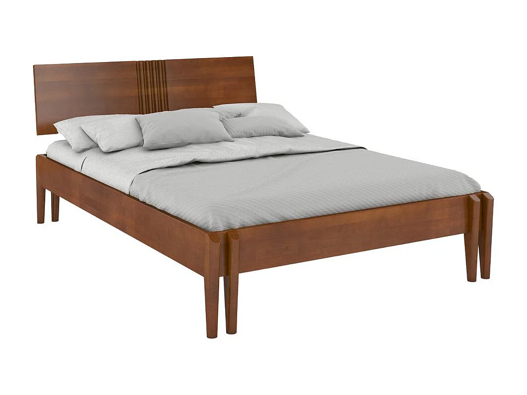 Massivholzbett Poznan in nussbaumfarbe, buche-lackiert, 180x200