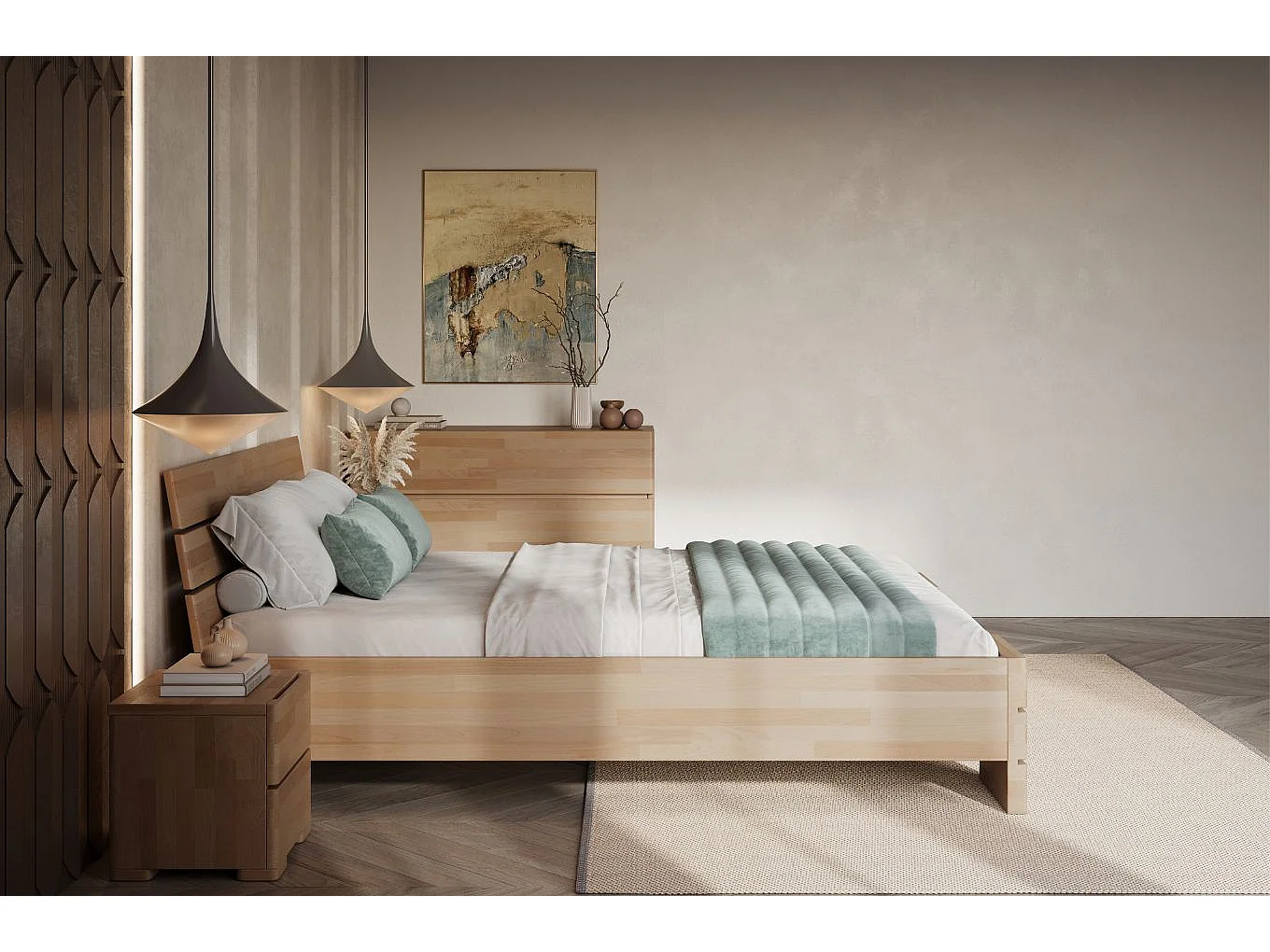 Massivholzbett Sandema, buche - lackiert, naturfarben, 160x200