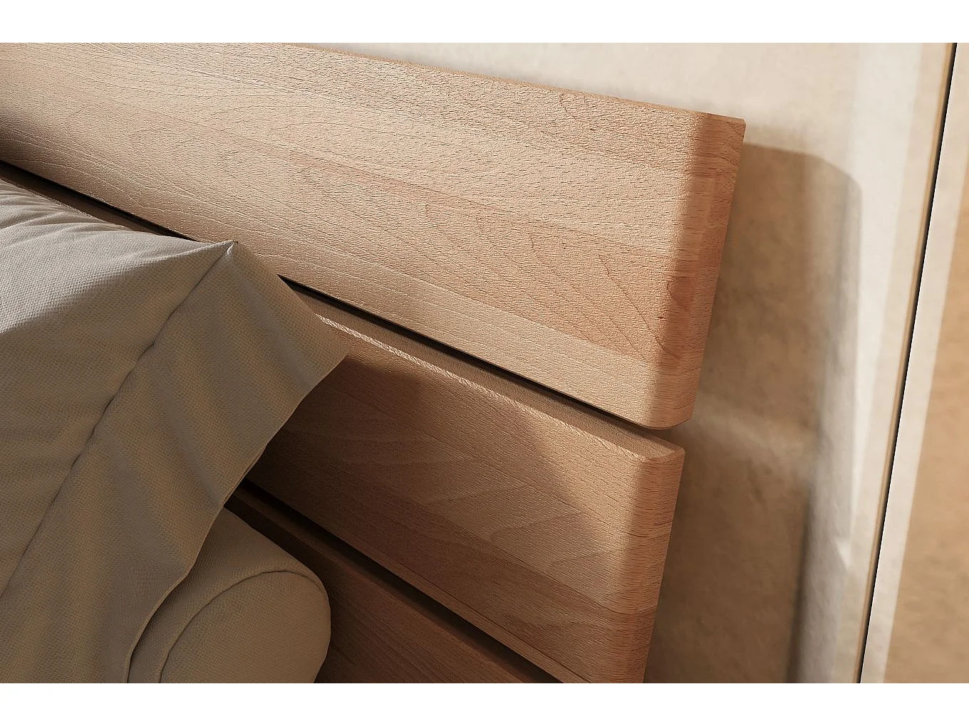 Massivholzbett Sandema, buche - lackiert, naturfarben, 160x200