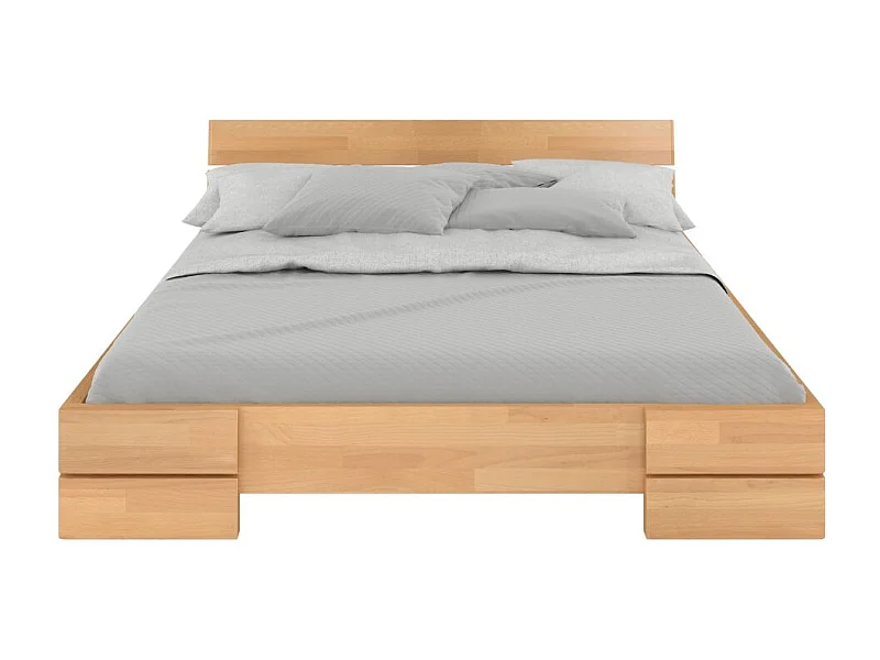 Massivholzbett Sandema low, buche - lackiert, naturfarben, 140x200