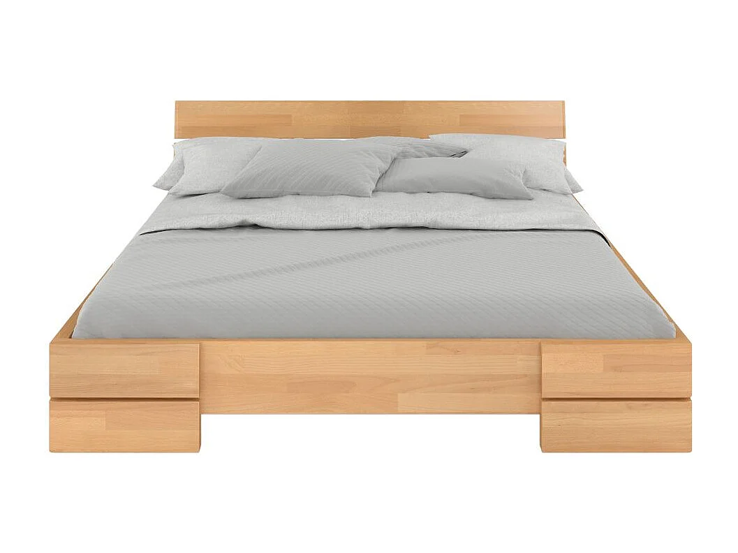 Massivholzbett Sandema low, buche - lackiert, naturfarben, 140x200