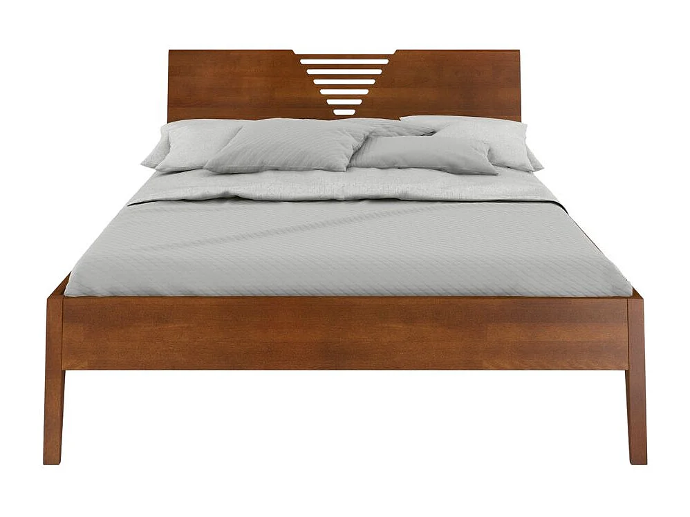 Massivholzbett Wolomin in nussbaumfarbe, buche-lackiert, 180x200