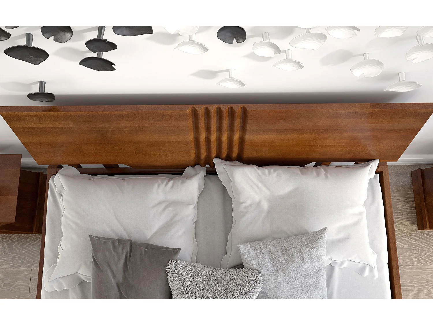 Massivholzbett Poznan in nussbaumfarbe, buche-lackiert, 140x200