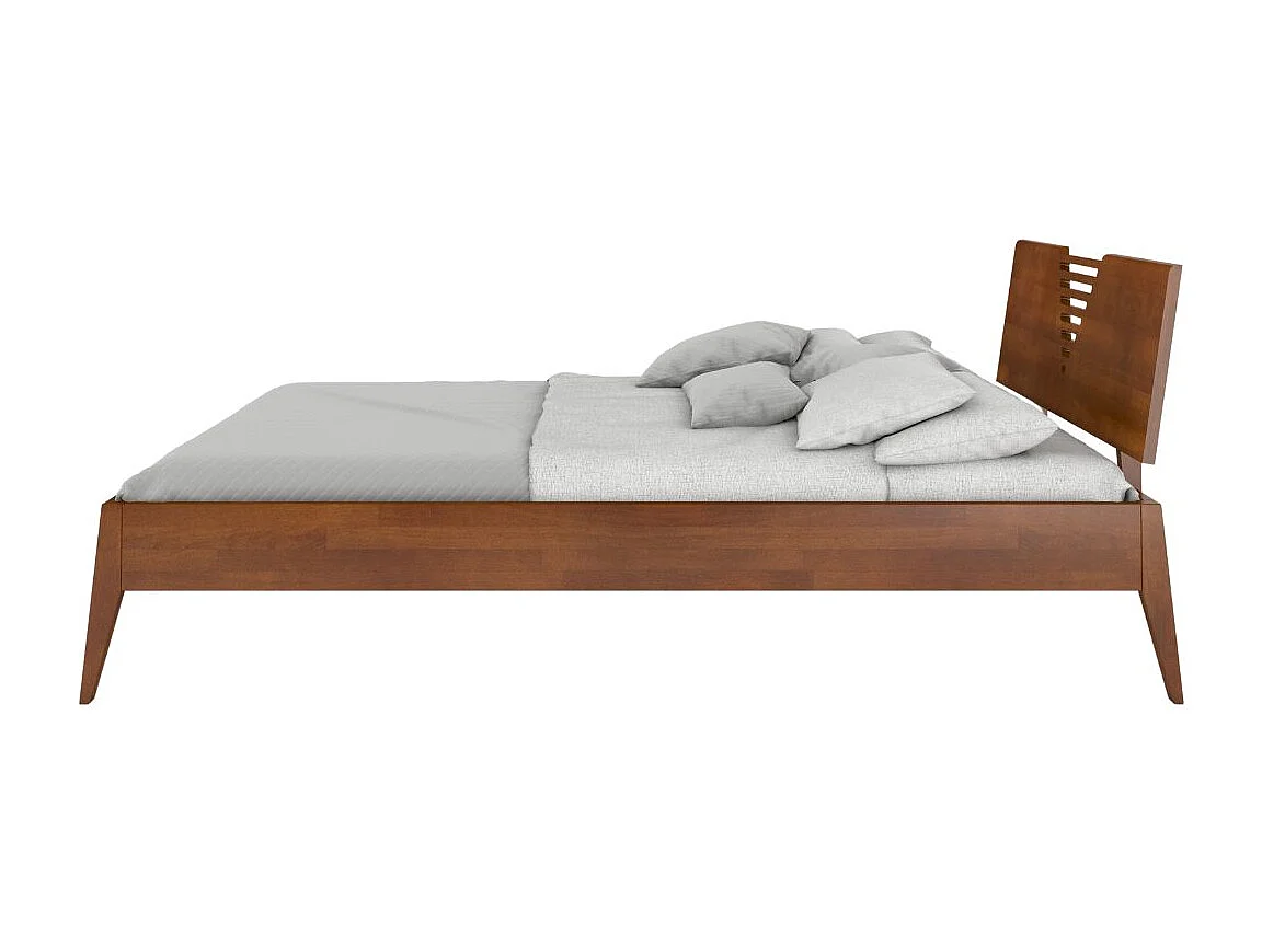 Massivholzbett Wolomin in nussbaumfarbe, buche-lackiert, 160x200