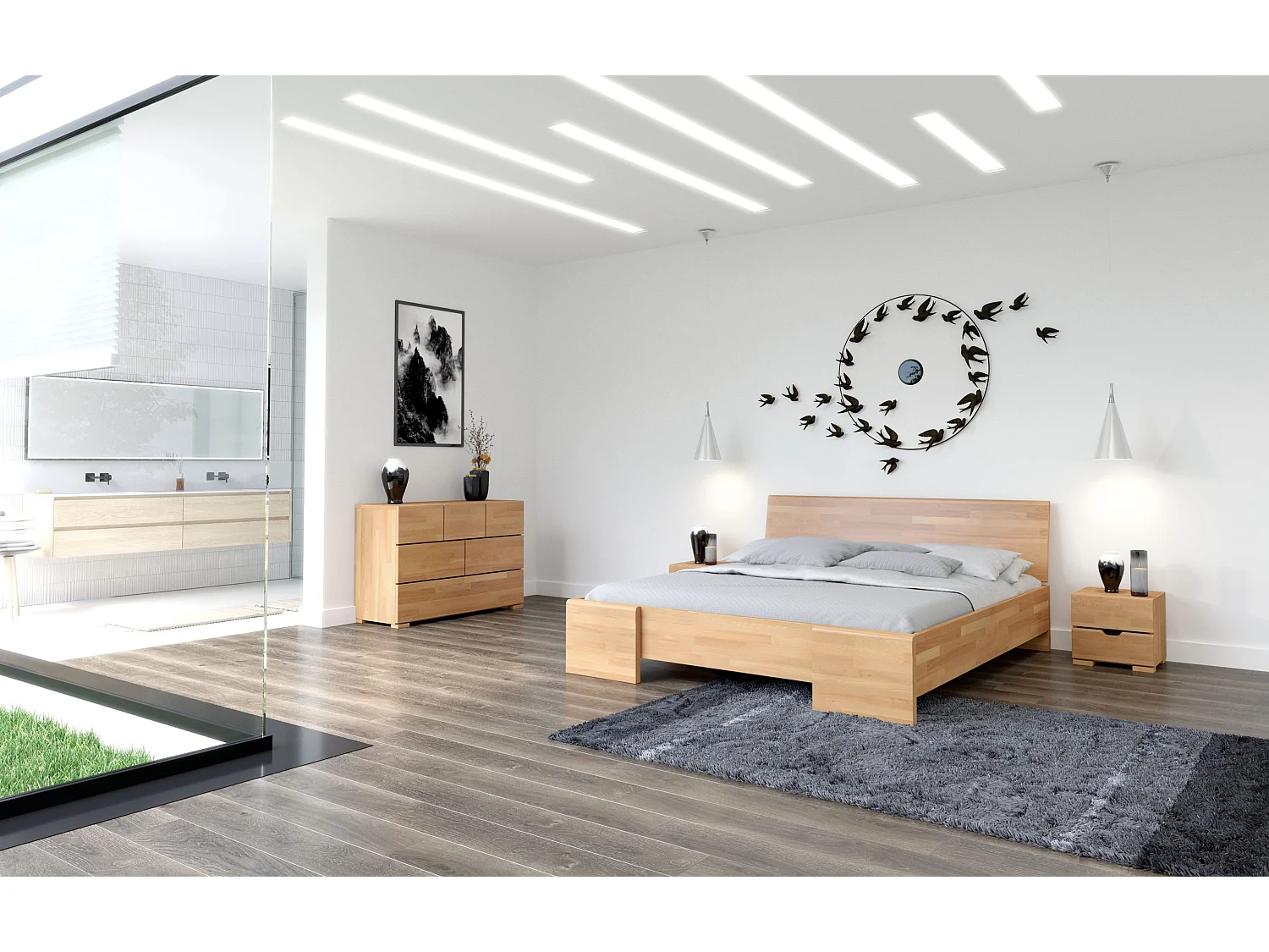 Massivholzbett Hessler, buche - lackiert, naturfarben, 140x200