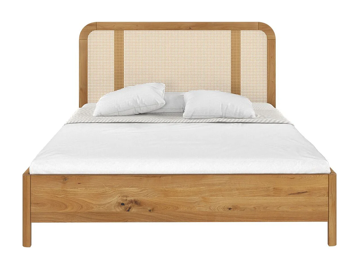 Massivholzbett Harmark, rattan - kopfteil, eiche - lackiert, naturfarben, 180x200