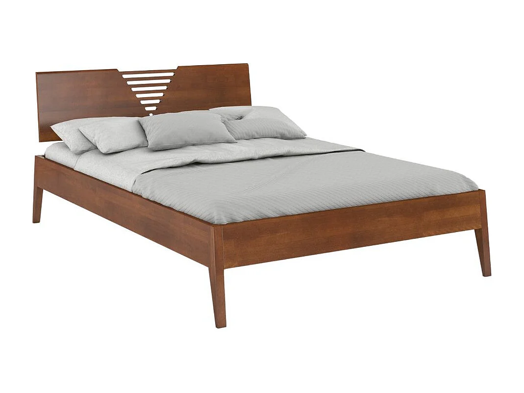 Massivholzbett Wolomin in nussbaumfarbe, buche-lackiert, 140x200