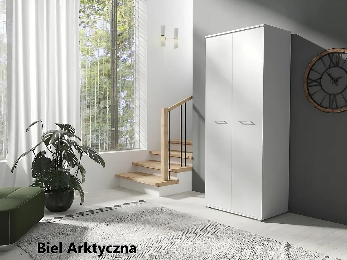 Szafa Otwierana Dwudrzwiowa 80cm x 200cm  BIAŁA | Półki + Wieszak