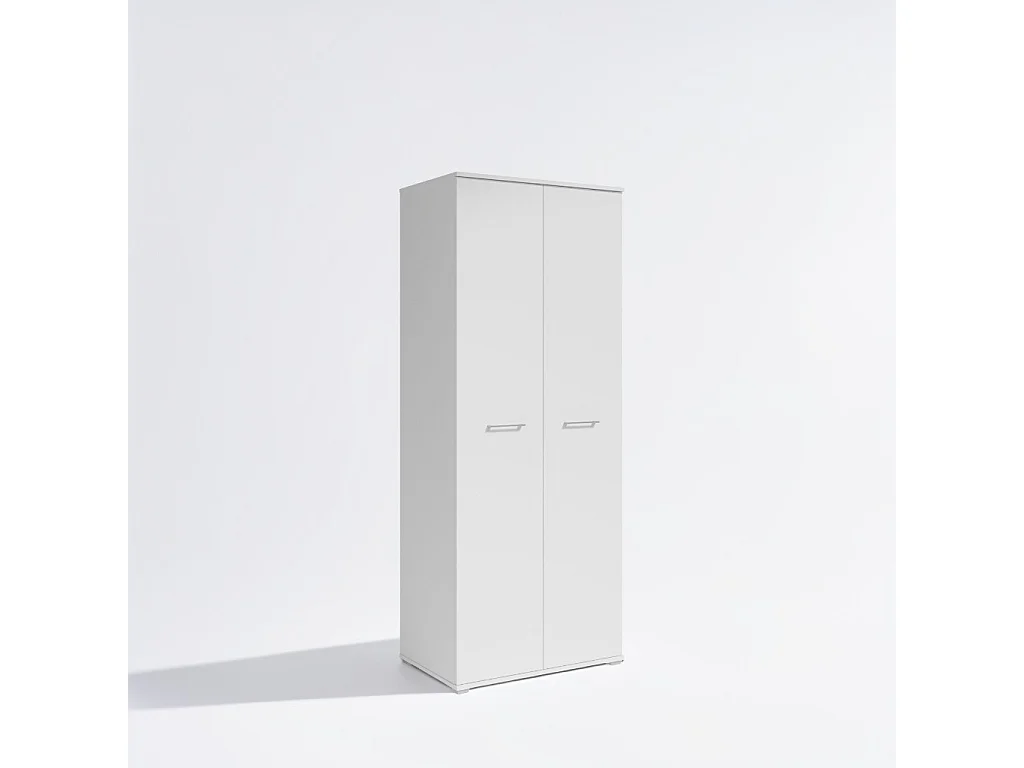 Szafa Otwierana Dwudrzwiowa 80cm x 200cm  BIAŁA | Półki + Wieszak