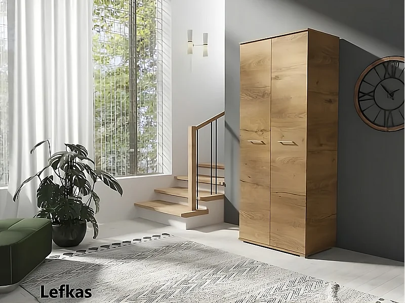 Szafa Otwierana Dwudrzwiowa 80cm x 200cm  LEFKAS | Półki + Wieszak