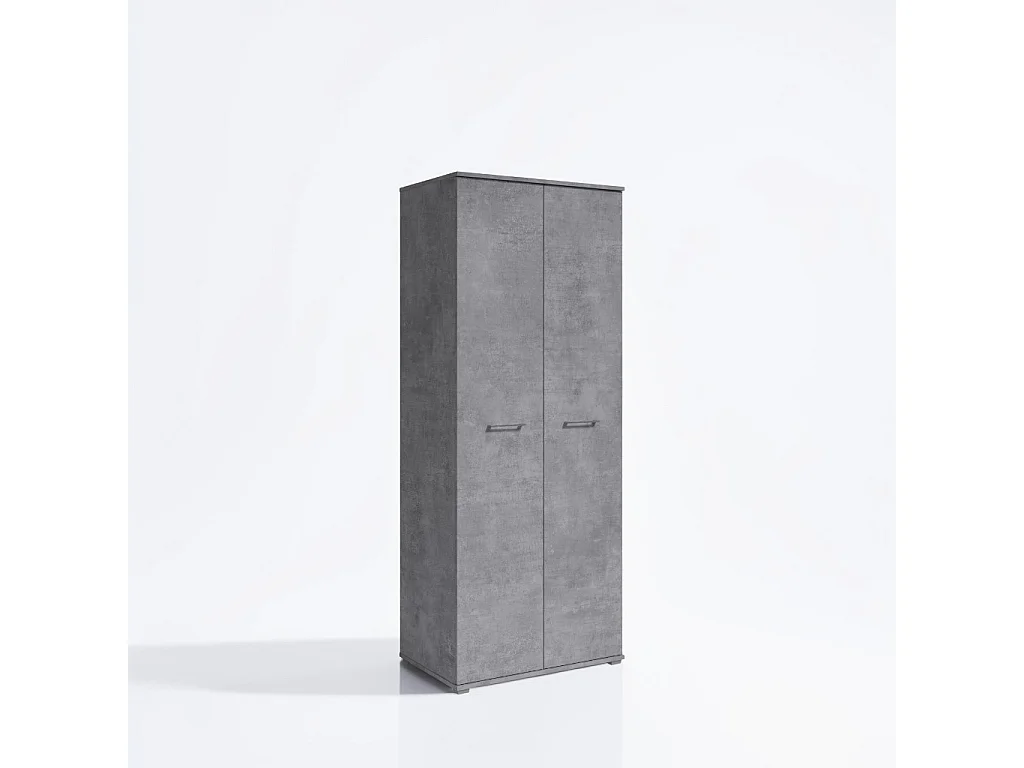Kledingkast met twee deuren 80cm x 200cm BETON | Planken + Kleerhangerstang