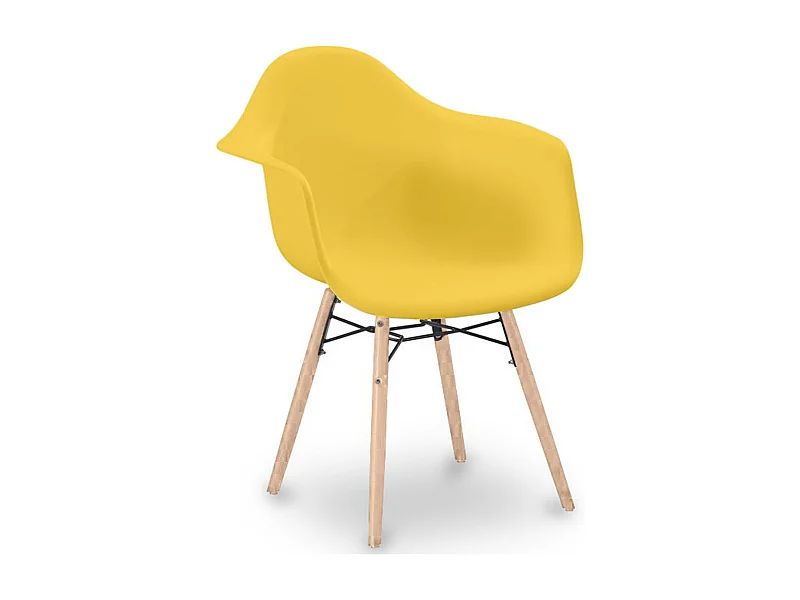 Chaise de Salle à Manger Design Scandinave - Pieds en Bois - Nordika Jaune