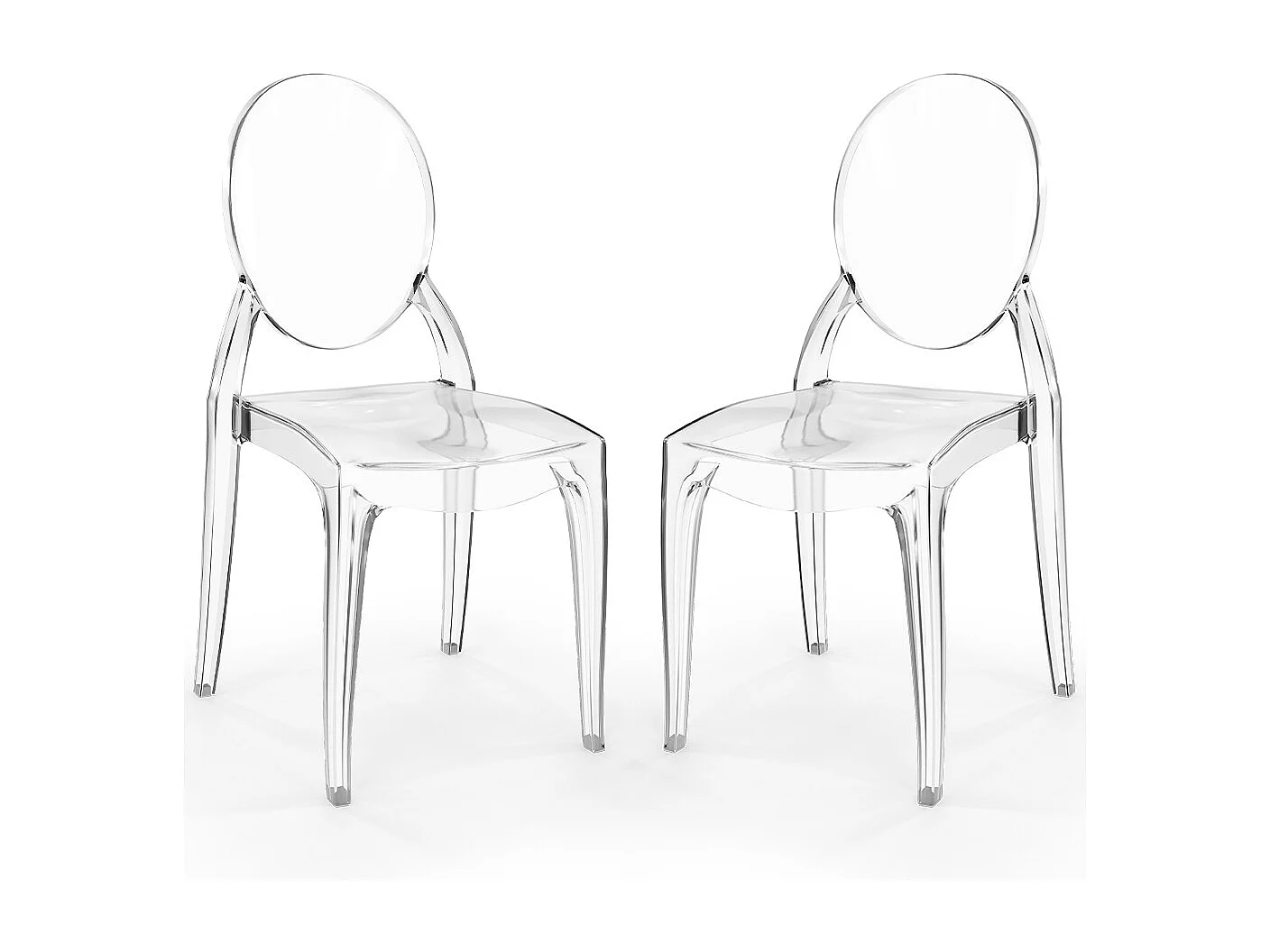 Lot de 2 chaises de salle à manger transparentes - Style Victoria  Transparent