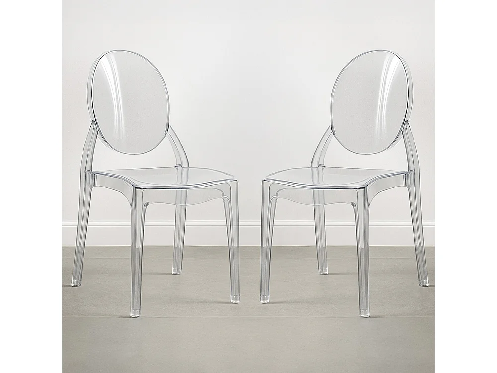 Lot de 2 chaises de salle à manger transparentes - Style Victoria  Transparent