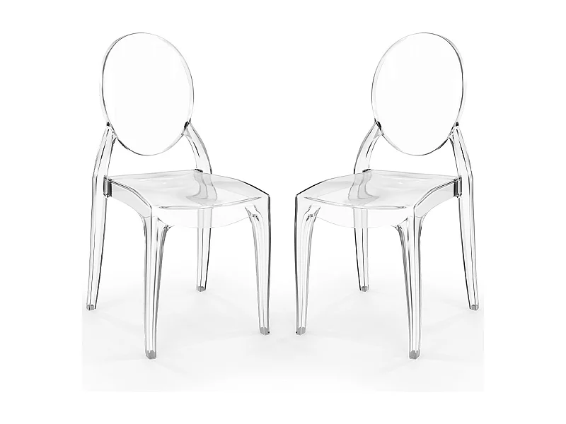 Lot de 2 chaises de salle à manger transparentes - Style Victoria  Transparent